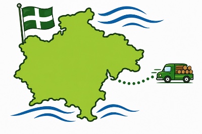 a map of devon showing where we deliver in devon