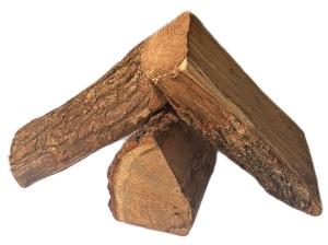 three oak logs stacked